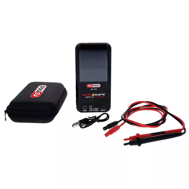 KS Tools 150.1765 automatinis skaitmeninis multimetras su bandymo zondais