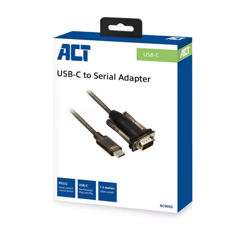ACT USB-C į nuoseklųjį adapteris AC6002 juodas 1,5 m