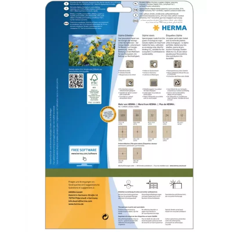 HERMA 10756 lipnios etiketės, stačiakampio formos, nuolatinė fiksacija, ruda, 80 vnt.