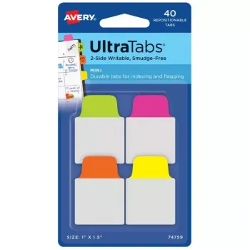 Tuščias skirtukų rinkinys Avery Ultra Tabs 74759 žalias oranžinis rožinis geltonas