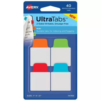 Tuščių skirtukų žymekliai Avery Ultra Tabs 74760 mėlyni, žali, oranžiniai, raudoni
