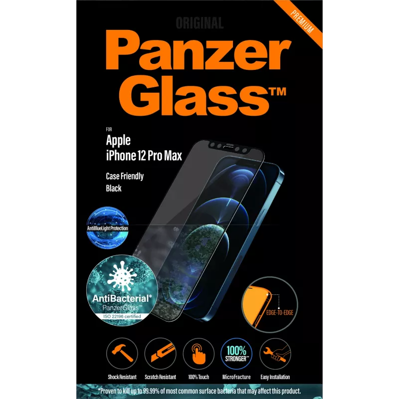 PanzerGlass ® Apsauginis ekrano stiklas nuo mėlynos šviesos Apple iPhone 12 Pro Max | Nuo krašto iki krašto