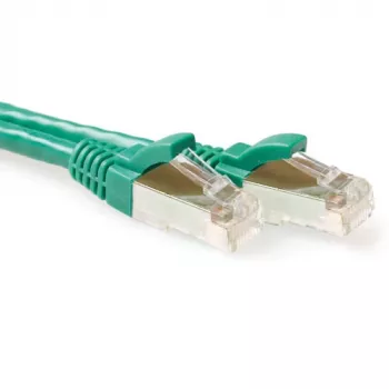 ACT žalias 5 metrų LSZH SFTP CAT6A komutacinis kabelis be užkibimo su RJ45 jungtimis