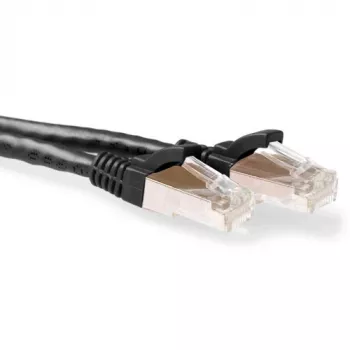 ACT juodas 1,5 metro LSZH SFTP CAT6A komutacinis kabelis be užsikabinimų su RJ45 jungtimis