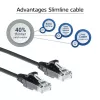 ACT juodas 5 metrų LSZH U/UTP CAT6 duomenų centro plonas komutacinis kabelis su nesikabinančiomis RJ45 jungtimis