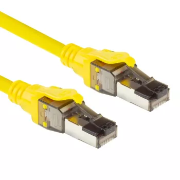 ACT geltonas 5 m SFTP CAT8 komutacinis kabelis be užkabinimų su RJ45 jungtimis