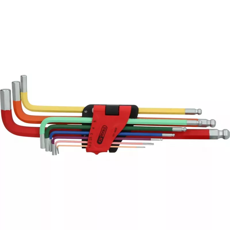 Šešiabriaunių raktų rinkinys KS Tools 151.4420 9 vnt. Plieninis Chromuotas