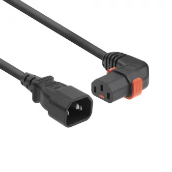 ACT maitinimo laidas C14 - C13 IEC Lock (kampinis dešinėje) juodas 2 m, PC2045