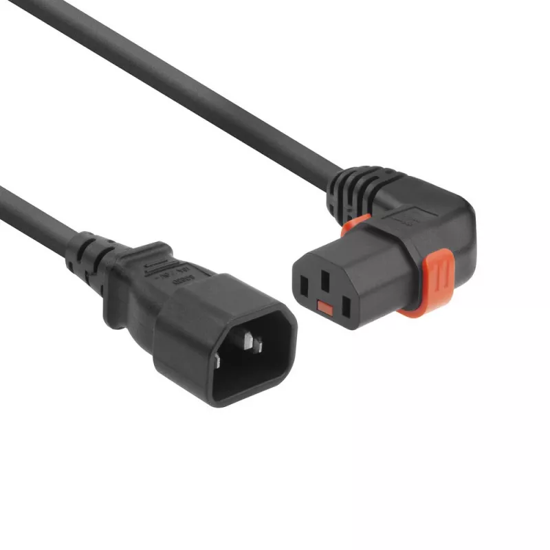 ACT Powercord C14 - C13 IEC Lock (right kampuotas) Juoda 3 m, PC2049