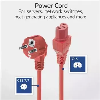 ACT maitinimo laidas CEE 7/7 kištukas kampinis C15 raudonas 2 m 250 V 10 A