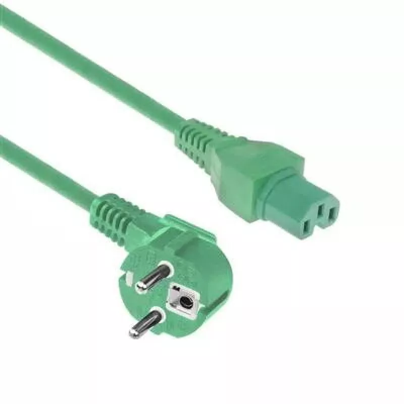 ACT Powercord maitinimo laidas, CEE 7/7 kištukas, kampinis, C15, žalias, 1 m, 250 V, 10 A