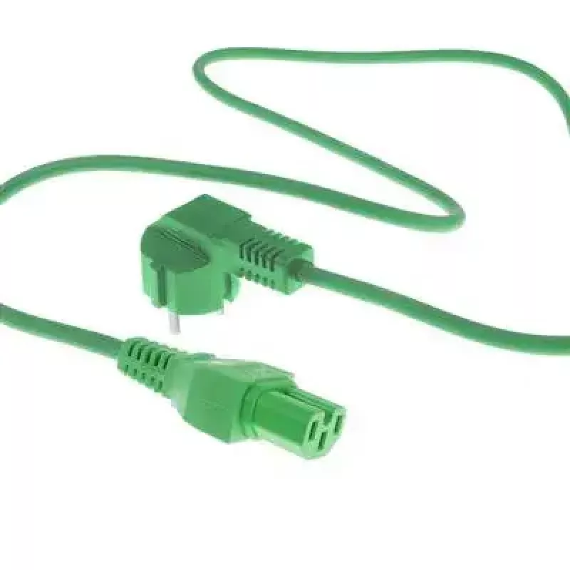 ACT Powercord maitinimo laidas CEE 7/7 kištukas kampinis C15 žalias 2 m 250 V 10 A