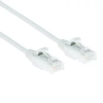 ACT baltas 2 metrų LSZH U/UTP CAT6 plonas datacentro pataisų kabelis su apsaugotais RJ45 jungtimis