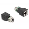 DeLOCK M12 adapteris A-koduota 8 kontaktų kištukinė jungtis į RJ45 lizdą tiesus