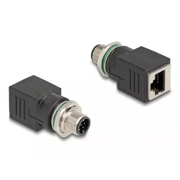 DeLOCK M12 adapteris A-koduotas 8 kontaktų kištukas į RJ45 lizdą tiesus