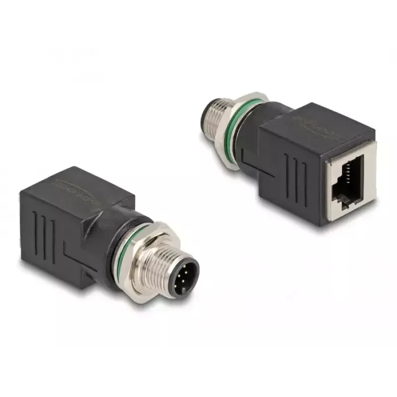 DeLOCK M12 adapteris A-koduotas 8 kontaktų kištukas į RJ45 lizdą tiesus