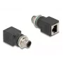 DeLOCK M12 adapteris A-koduotas 8 kontaktų kištukas į RJ45 lizdą tiesus