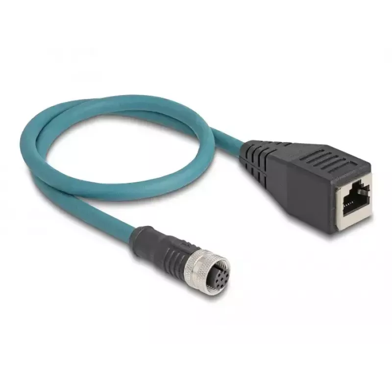DeLOCK M12 adapterio kabelis A koduotas 8 kontaktų lizdas į RJ45 lizdą 50 cm