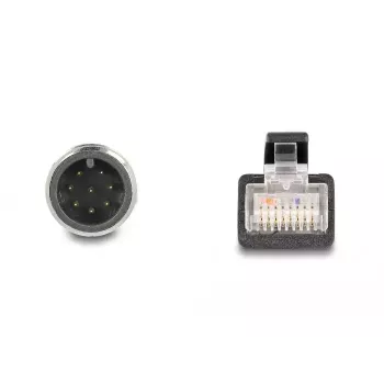 Tinklo kabelis DeLOCK M12 adapterio kabelis A-koduotas 8 kontaktų kištukas į RJ45 kištuką 50 cm