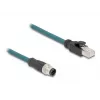 Tinklo kabelis DeLOCK M12 adapterio kabelis A-koduotas 8 kontaktų kištukas į RJ45 kištuką 50 cm