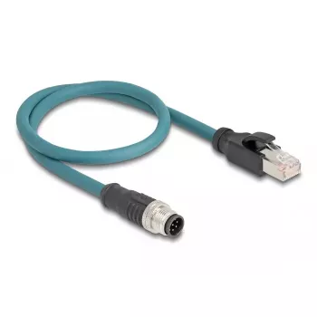 Tinklo kabelis DeLOCK M12 adapterio kabelis A-koduotas 8 kontaktų kištukas į RJ45 kištuką 50 cm