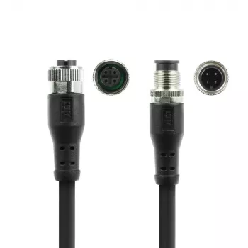 ACT Industrial 5,00 metrų jutiklio kabelis M12A 4 kontaktų kištukas į M12A 4 kontaktų lizdą, Superflex Xtreme TPE kabelis, ekranuotas
