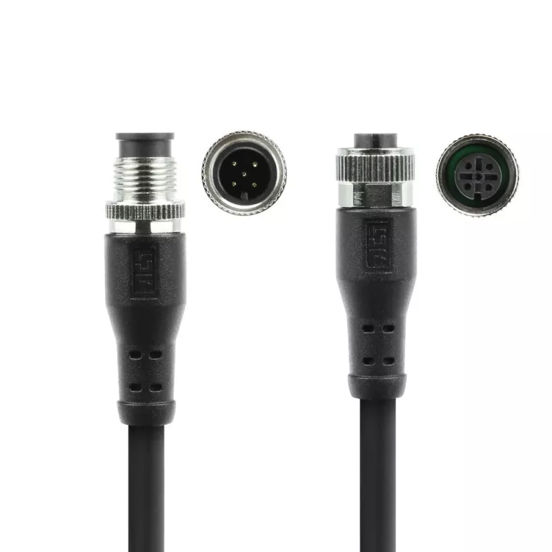 ACT Industrial 1,50 metro jutiklio kabelis M12A 5 kontaktų kištukas į M12A 5 kontaktų lizdą, Superflex Xtreme TPE kabelis, ekranuotas