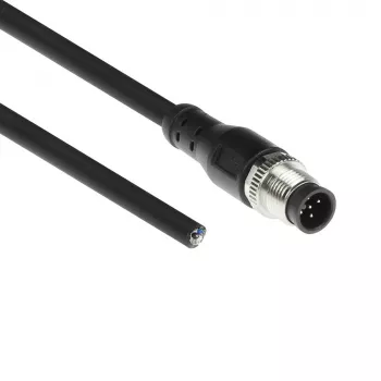ACT Industrial 5.00 metrų jutiklio kabelis M12A 5 kontaktų kištukinis į atvirą galą, Superflex Xtreme TPE kabelis, ekranuotas