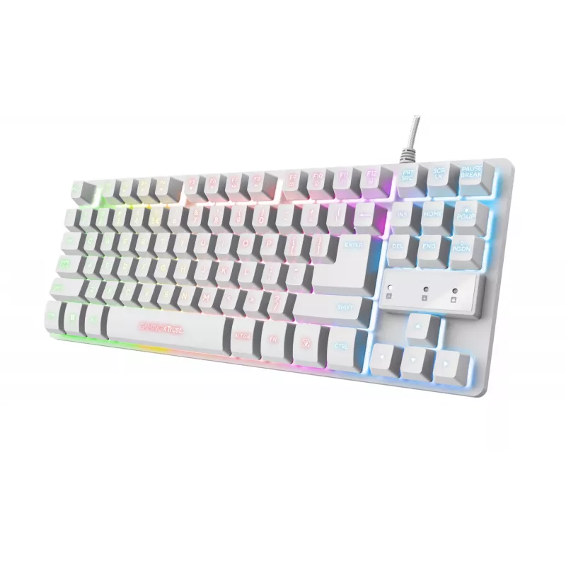 Trust GXT 833W Thado klaviatūra, skirta žaidimams, USB, QWERTZ, vokiška, balta