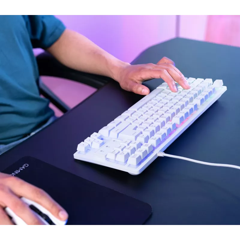 Trust GXT 833W Thado klaviatūra, skirta žaidimams, USB, QWERTZ, vokiška, balta