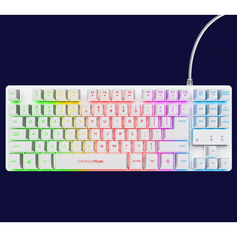 Trust GXT 833W Thado klaviatūra, skirta žaidimams, USB, QWERTZ, vokiška, balta