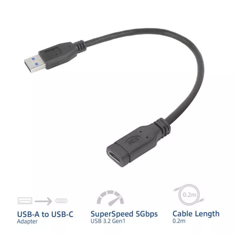 USB adapteris ACT AC7460 USB A patinas į 24 kontaktų USB-C patelę, 20 cm, 5 Gbps