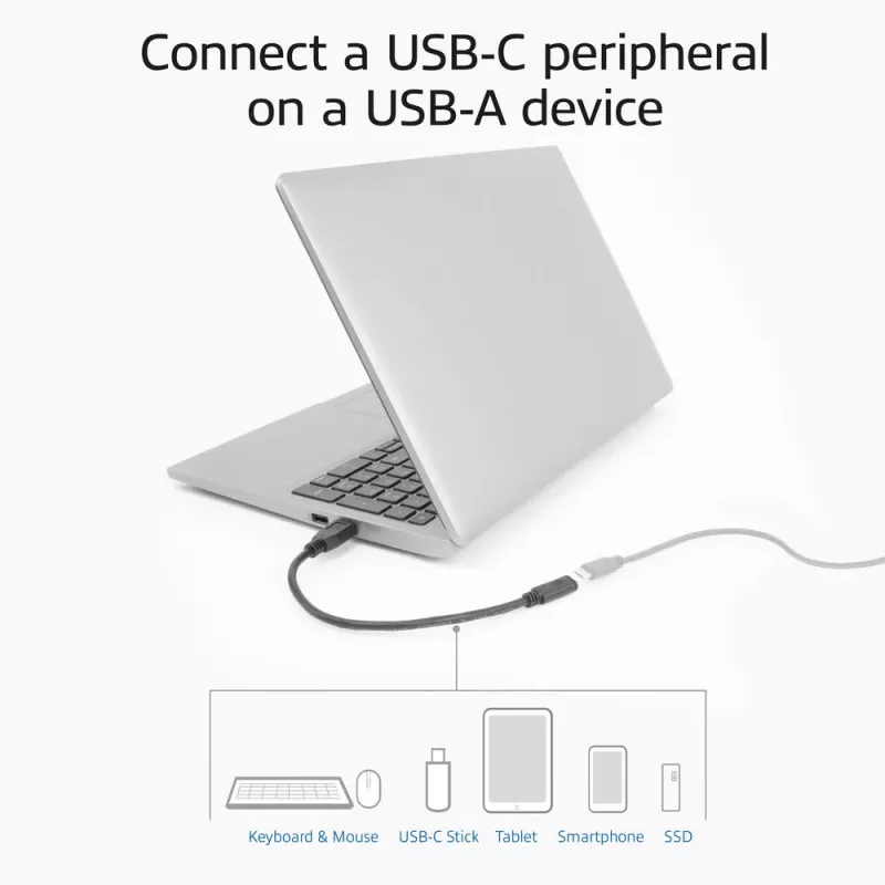 USB adapteris ACT AC7460 USB A patinas į 24 kontaktų USB-C patelę, 20 cm, 5 Gbps