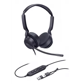 Yealink UH42 Dual Teams USB-C/A ausinės, laidinės, skambučiams/muzikai, 20–20000 Hz, 160 g, galvos tipo, juodos