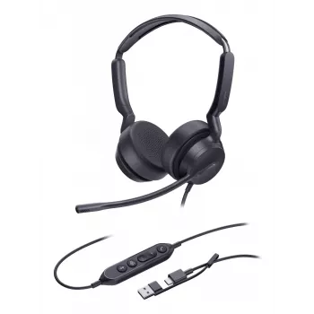 Yealink UH42 Dual Teams USB-C/A ausinės, laidinės, skambučiams/muzikai, 20–20000 Hz, 160 g, galvos tipo, juodos
