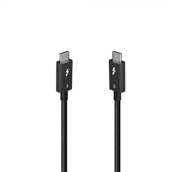 Lindy 1 m Thunderbolt 5 laidas, 80 Gbps, pasyvus, kištukas, kištukas, 1 m, 80 Gbit/s, juodas, nikelis