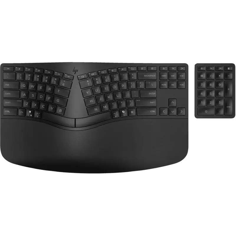 Klaviatūra HP 960 Ergonomic Wireless klaviatūra pilno dydžio 100% radijo dažnių belaidė + Bluetooth membraninė juoda namams