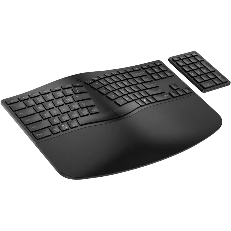 Klaviatūra HP 960 Ergonomic Wireless klaviatūra pilno dydžio 100% radijo dažnių belaidė + Bluetooth membraninė juoda namams