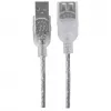 „Manhattan“ USB-A į USB-A ilginamasis laidas, 1,8 m, kištukas į lizdą, 480 Mb/s (USB 2.0), didelės spartos USB, permatomas sidabrinis, garantija visam eksploatavimo laikotarpiui
