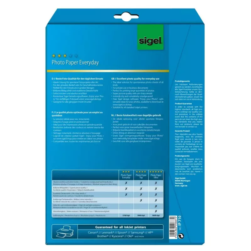 Spausdinimo popierius A4 Sigel IP710 blizgus 20 lapų balta