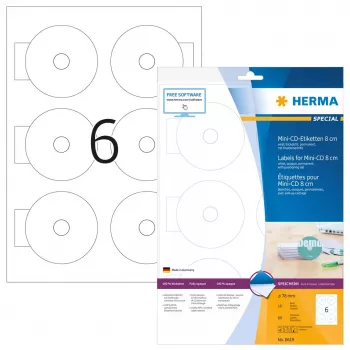 Lipnios etiketės HERMA CD Mini A4 Ø 78 mm