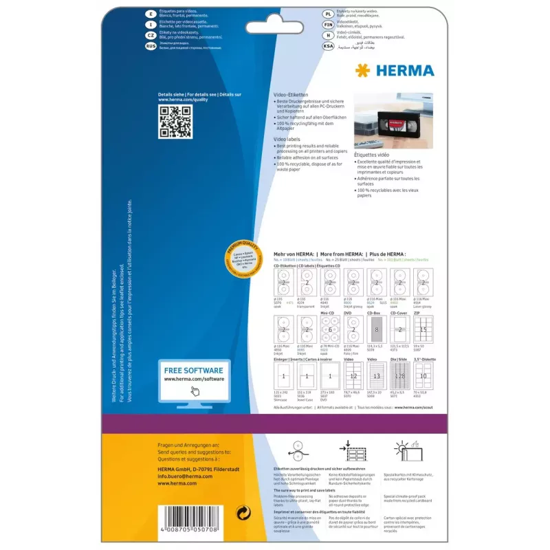 Lipnus spausdintuvo etiketės HERMA Video etiketės A4 78,7x46,6 mm