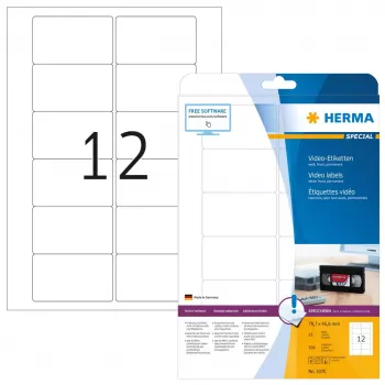 Lipnus spausdintuvo etiketės HERMA Video etiketės A4 78,7x46,6 mm