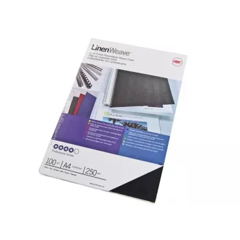 GBC LinenWeave įrišimo viršeliai 250 g/m² A4 juodi (100), A4, juoda, 100 lapų, 210 mm, 297 mm, 33 mm