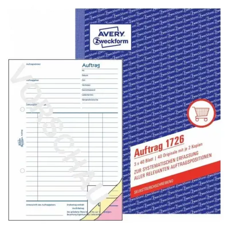 Apskaitos forma/knyga AVERY 1726 A5 40 puslapių