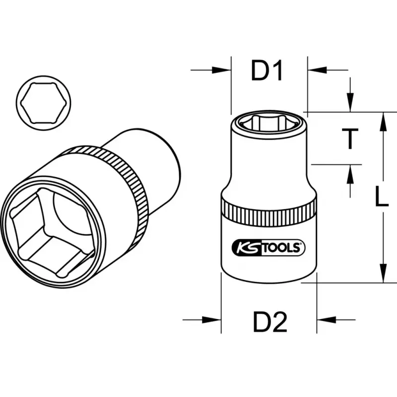 Lizdas KS Tools 917.1410 1/4 colio pavara 1 galvutė 13g