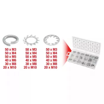 Tarpiklių ir poveržlių rinkinys KS Tools 970.0240