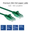 ACT Green 0,25 metro LSZH U/UTP CAT6 duomenų centro plonas pataisymo kabelis su apsaugotais RJ45 jungtimis