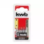 Atsuktuvų antgalių rinkinys KWB 128440 — 5 vnt., šešiabriauniai (imperiniai) antgaliai, metriniai dydžiai 0,7, 0,9, 1,3, 1,5, 2 mm, 28 mm ilgis