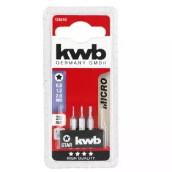 Atsuktuvų antgalių rinkinys KWB 128840 — 3 vnt., Torx (žvaigždutės) antgaliai, 28 mm ilgis